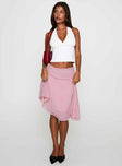 Evanescence Asymmetrical Midi Skirt Pastel Pink