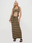   front view of model wearing Princess Polly Giulia Knit Maxi Skirt Green Multi Maxi 