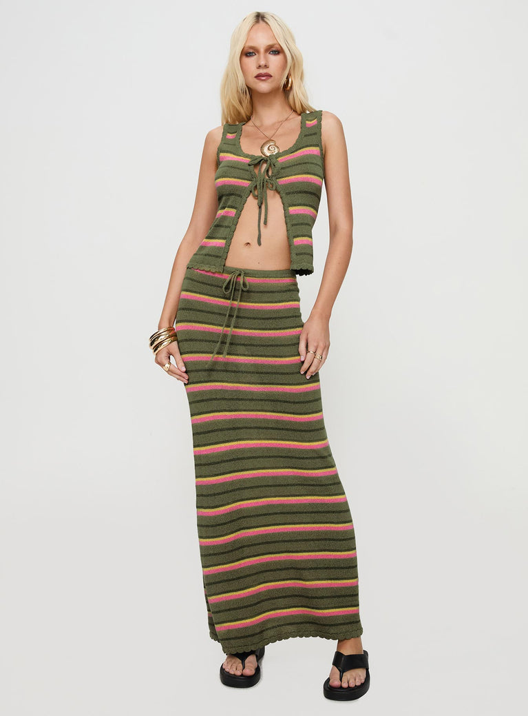 Giulia Knit Maxi Skirt Green Multi