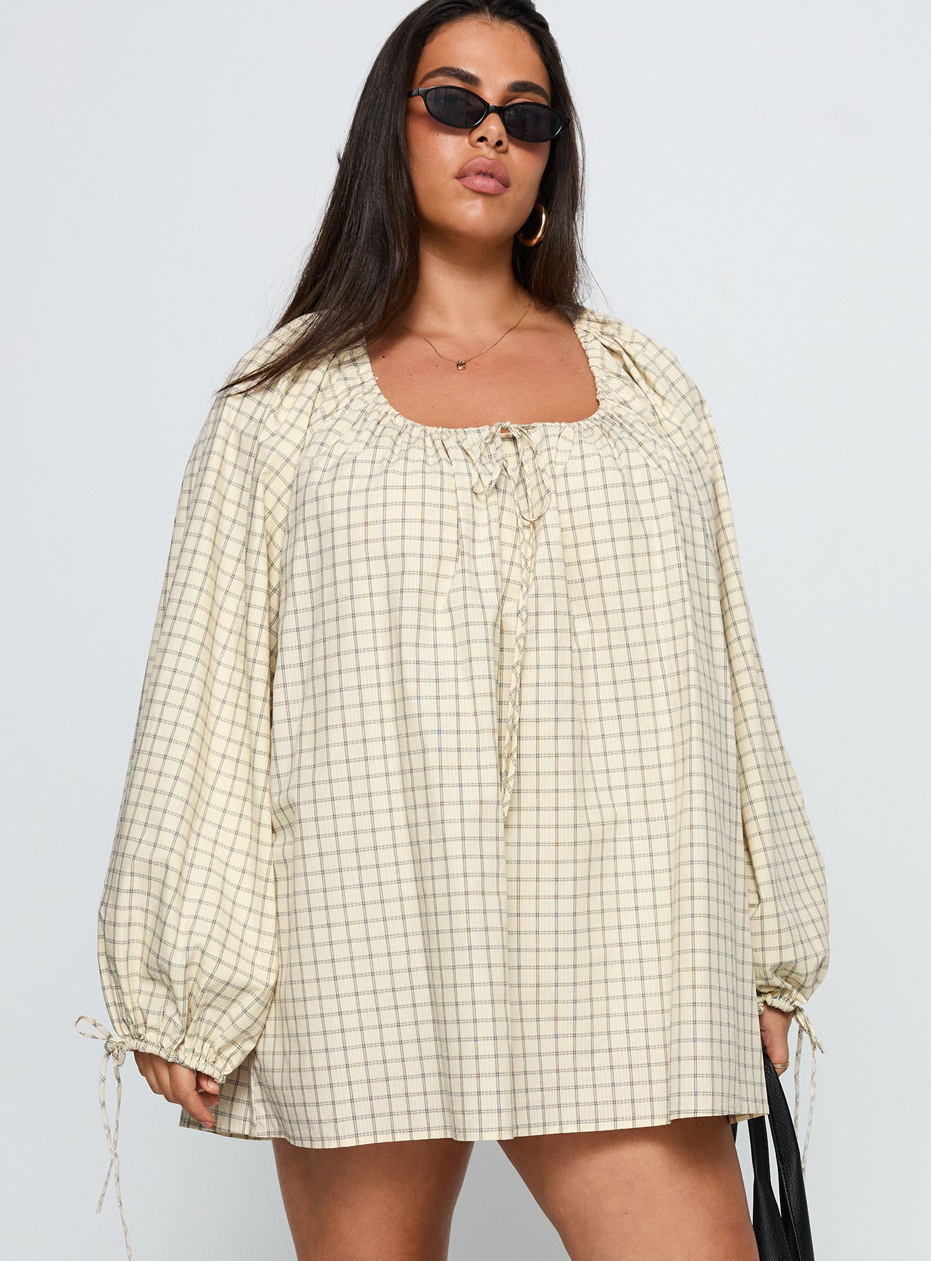 Preacher Playsuit White Check Curve