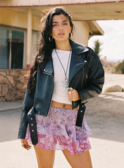   front view of model wearing Princess Polly Mystica Layered Mini Skirt Pink Multi Mini Skirts 