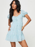 Front view of model wearing  front Princess Polly Scoop Neck Scoop Neck  Lavine Mini Dress Blue