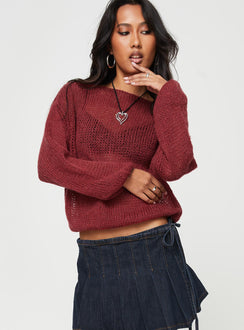 product Daja Knit Sweater Burgundy Princess Polly  