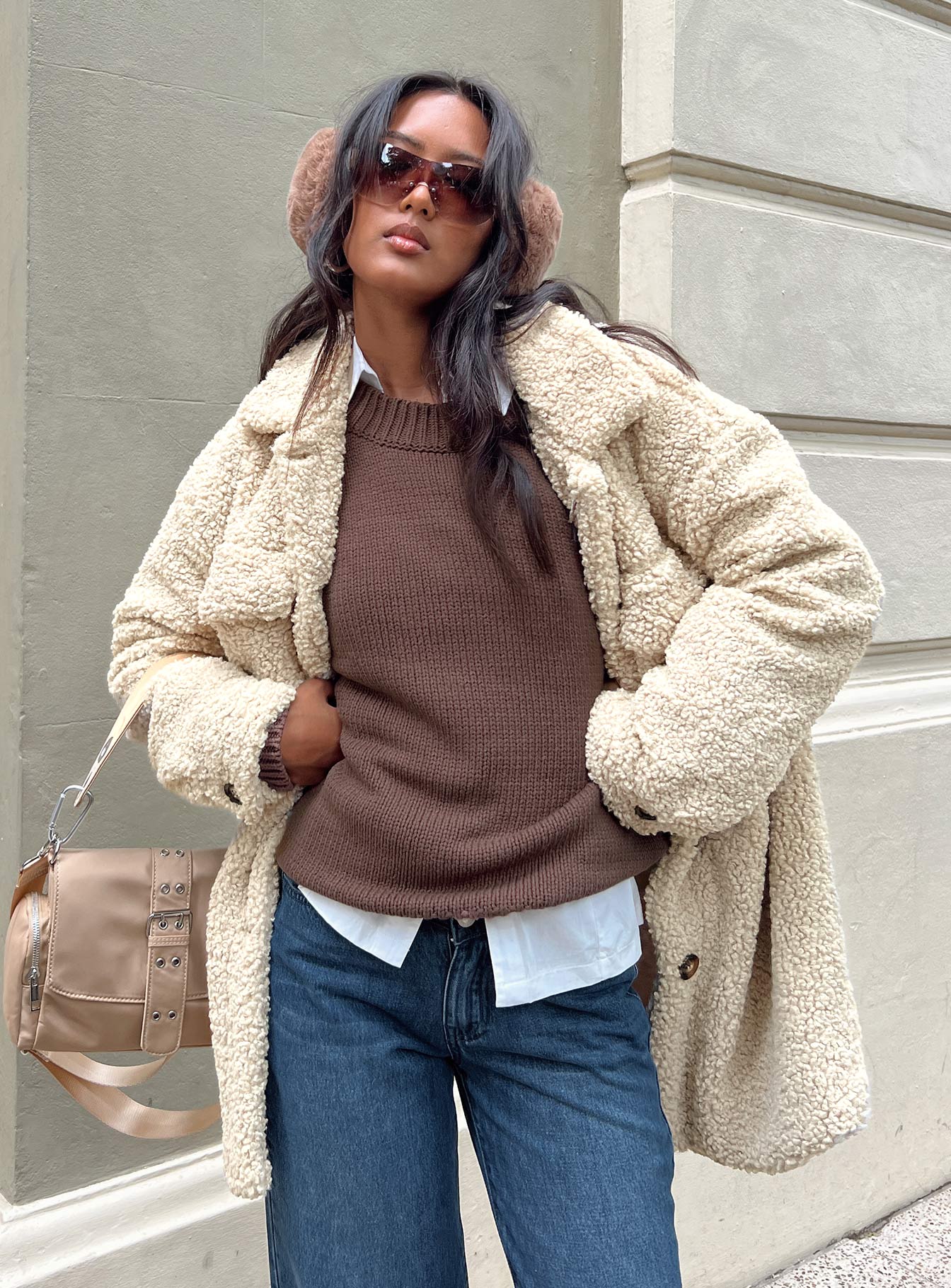 product Harmony Knit Sweater Dark Brown Princess Polly  Long 