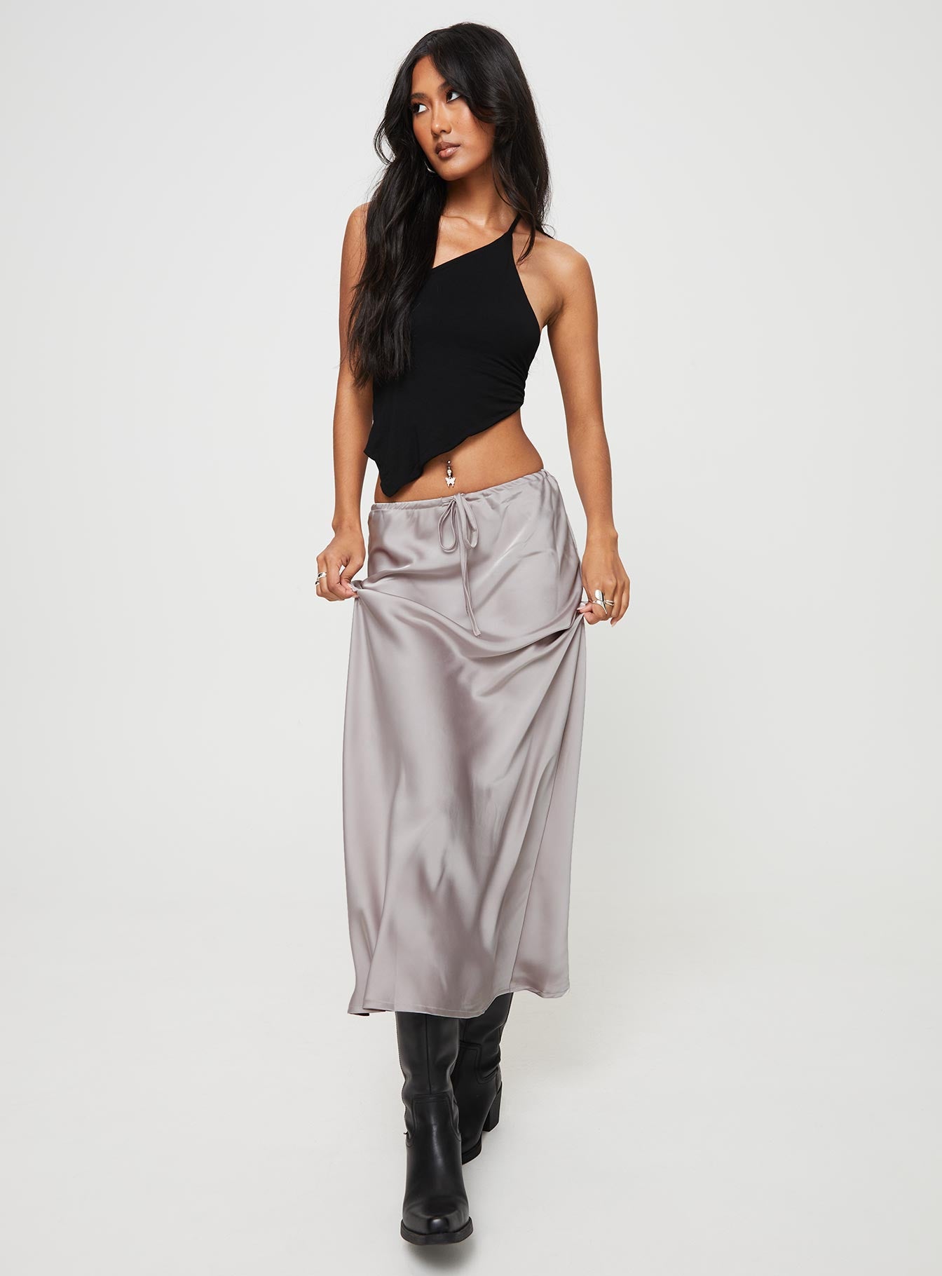 product Lolie Bias Cut Midi Skirt Oyster Princess Polly  Maxi 