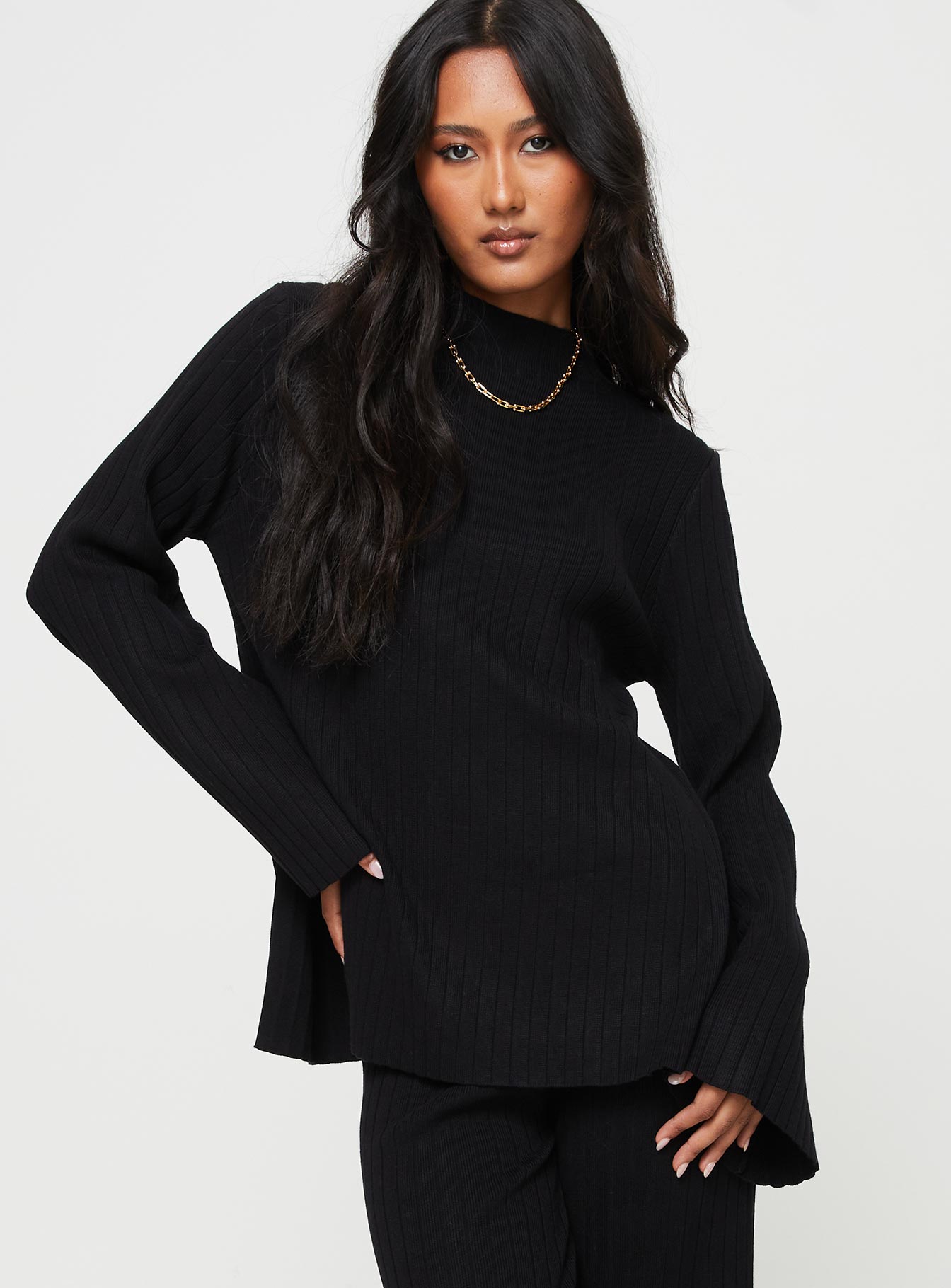 product Allen Ribbed Sweater Black Princess Polly  Long 