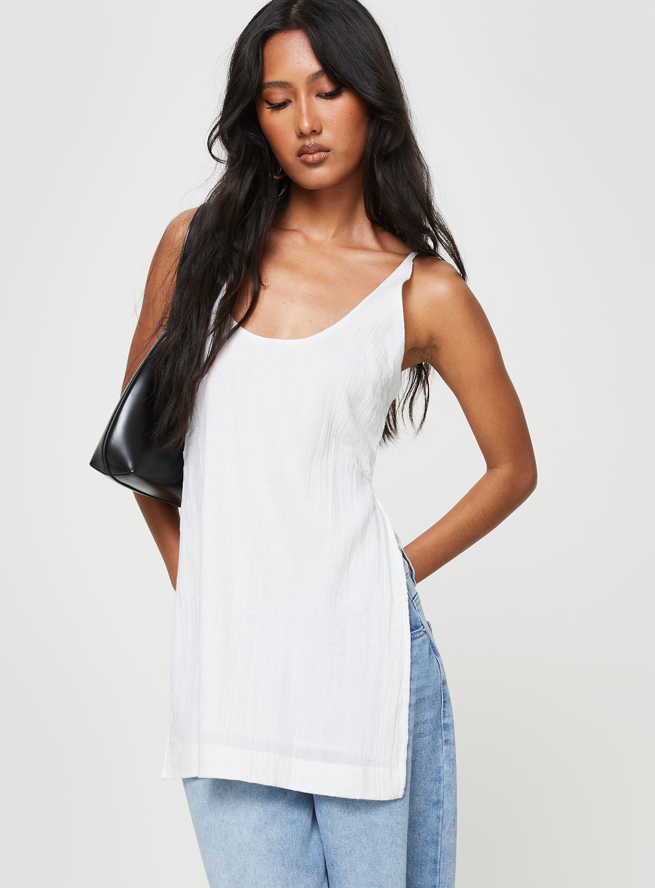 product Princess Polly Sleeveless Crew Neck  Zanzibar Top White