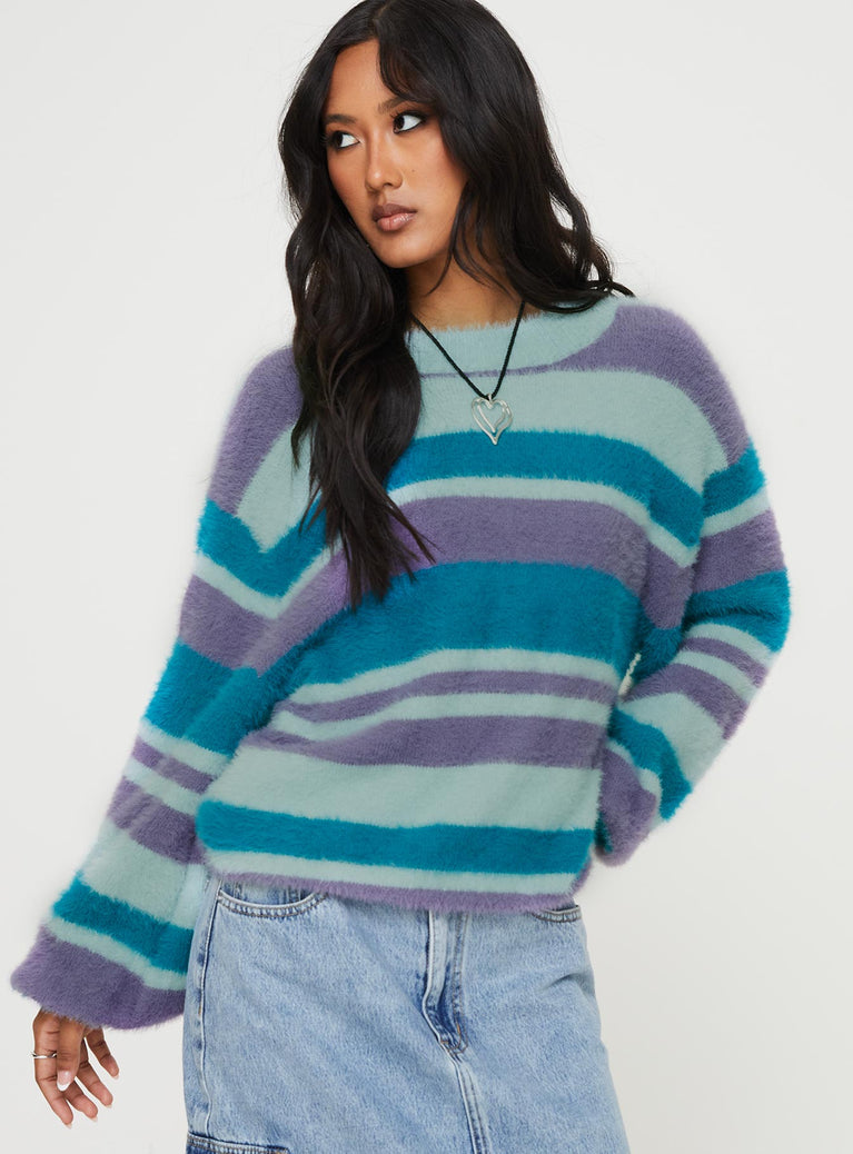 Mikko Sweater Blue Multi Princess Polly  Cropped 