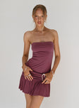 Love Lingers Strapless Mini Dress Burgundy Petite