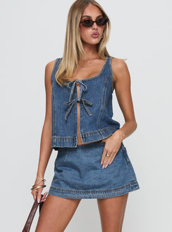 Stefenie Denim Skort Mid Wash Tall
