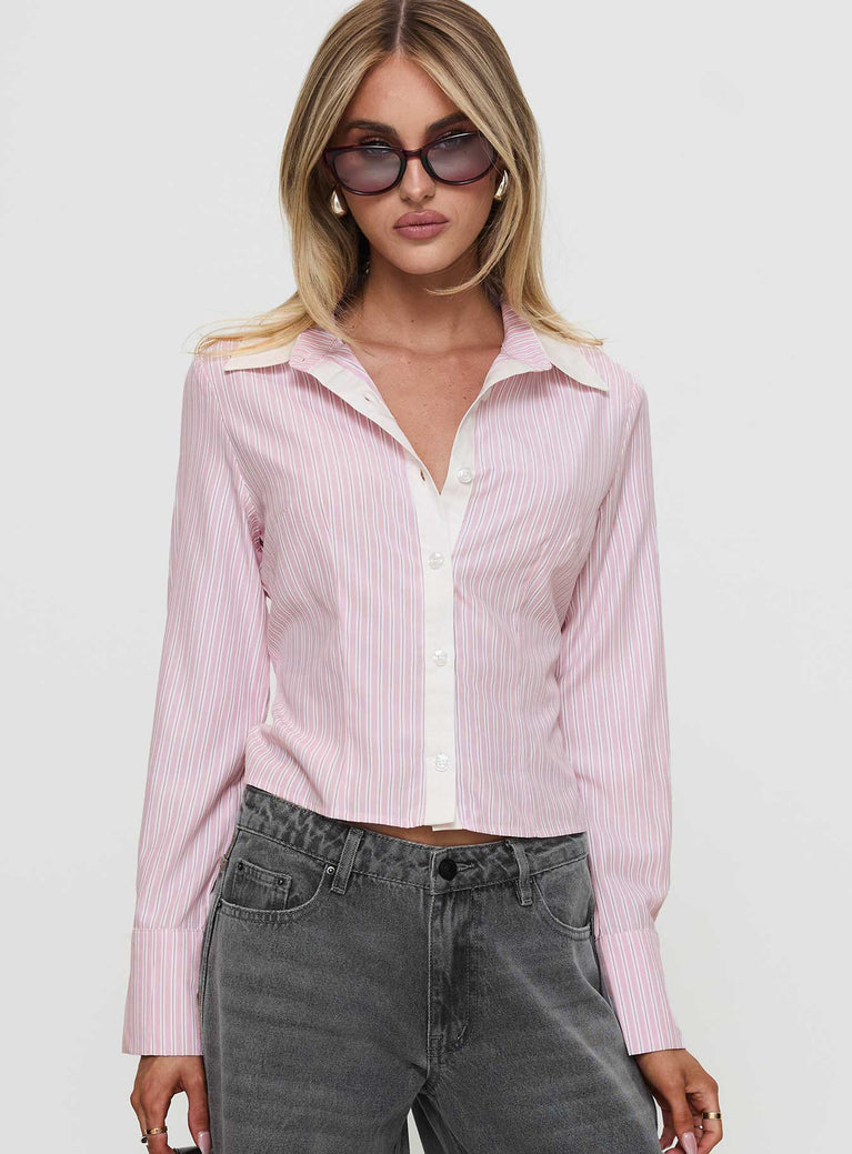 Lyndel Long Sleeve Top Pink Stripe