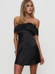 front view of model wearing Princess Polly Sadee Mini Dress Black Sweetheart Neckline 