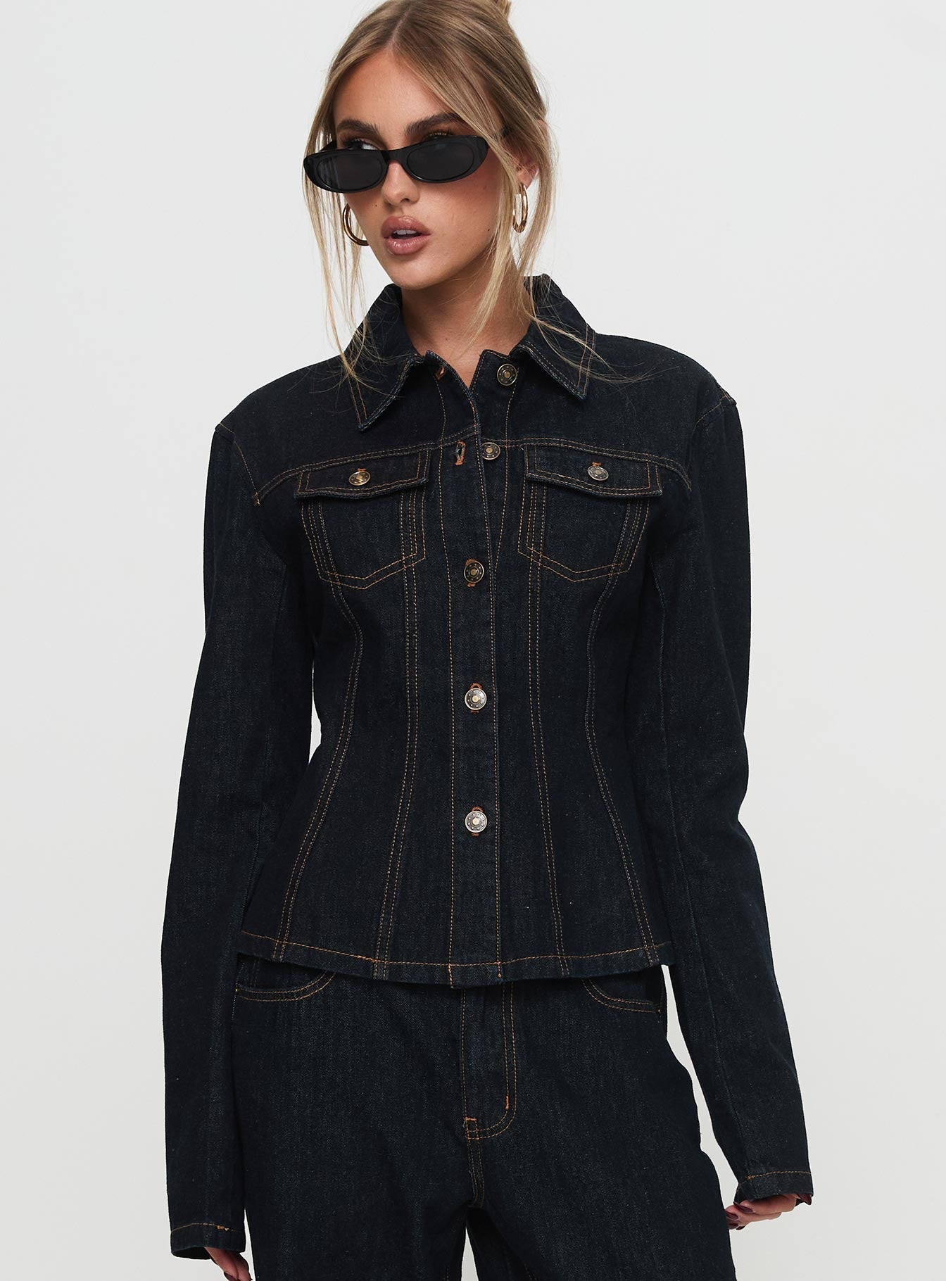 Rider Denim Jacket Dark Denim | Princess Polly