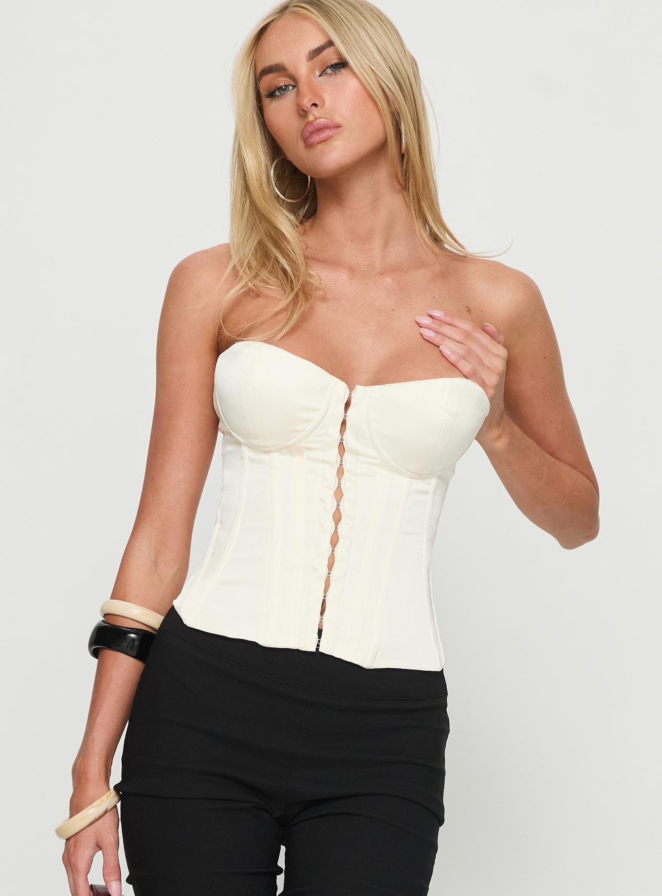 Afelia Strapless Corset Top Cream