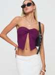 front view of model wearing Princess Polly Mani Top Purple Sleeveless Sweetheart 