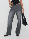 front view of model wearing Princess Polly Workwear Pant Petrol High Waisted Pants 