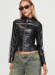 Lowgan Faux Leather Jacket Black