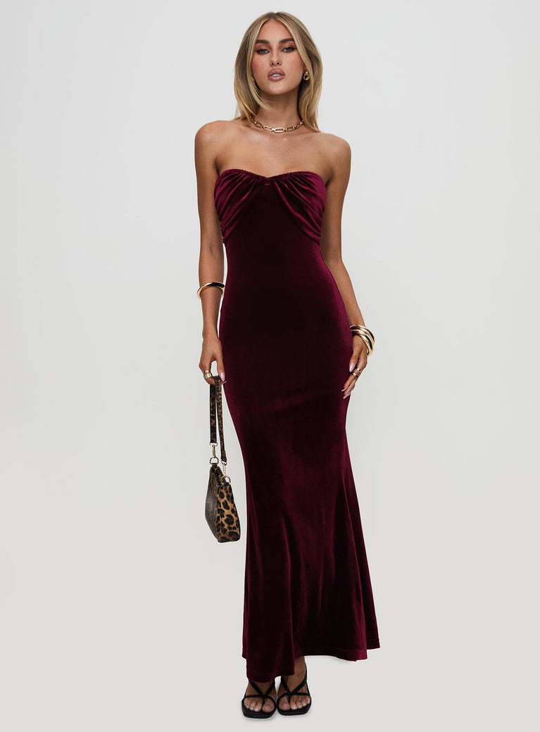 Irena Strapless Maxi Dress Burgundy