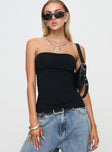 front view of model wearing Princess Polly Strutter Strapless Top Black Sleeveless straight 