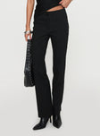 side view of model wearing Princess Polly Reide Pants Black Pinstripe High Waisted Pants 