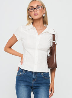 Akiyo Button Up Blouse Top White