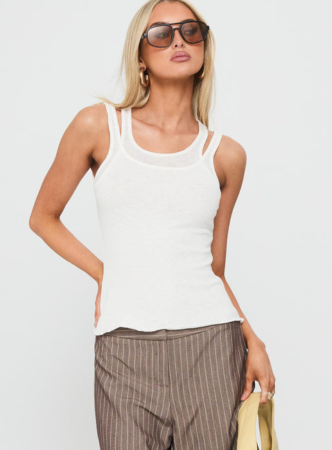 Ceyla Layered Tank Top White