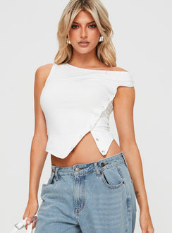 product Princess Polly Sleeveless Asymmetric Neckline  Karre Off The Shoulder Top White