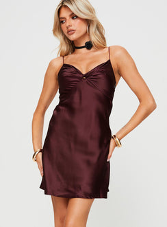 product Princess Polly Sweetheart Neckline  Marilyn Mini Dress Wine