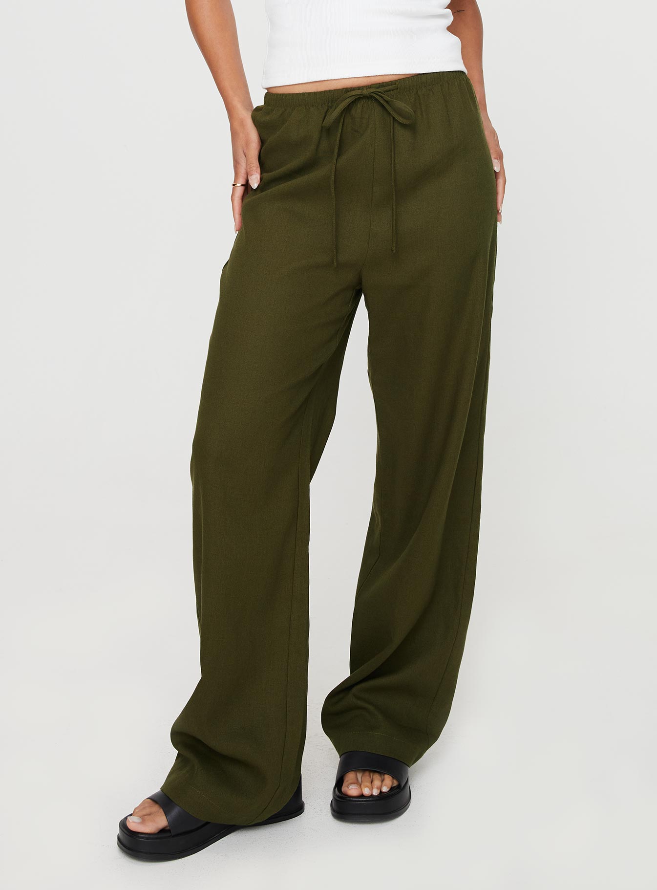 Olive cheap drawstring pants