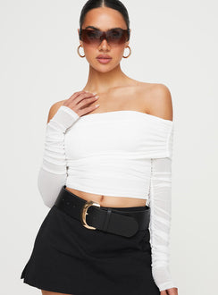 product Princess Polly Full Sleeves Asymmetric Neckline  Fairburn Off The Shoulder Top White