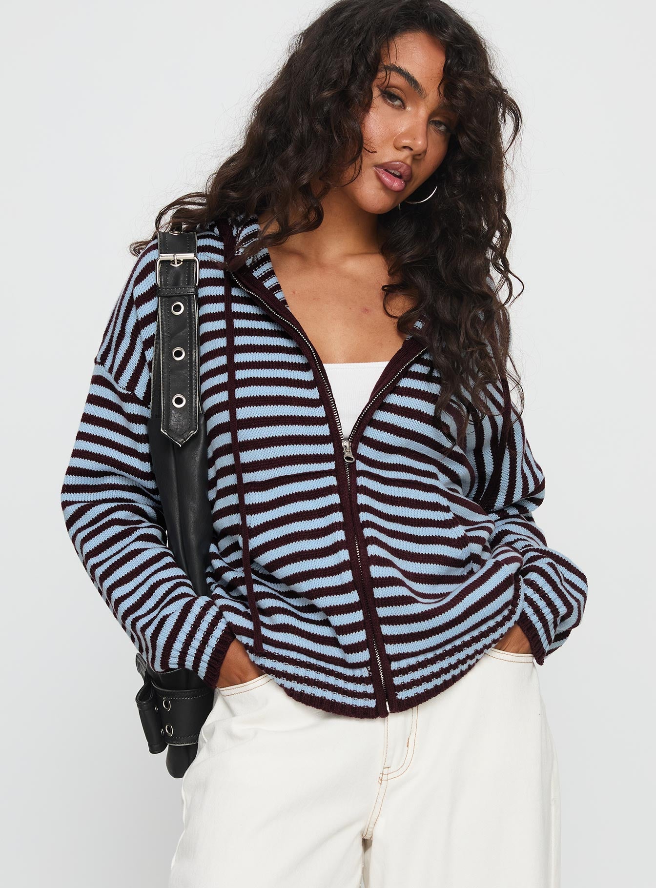 Brienna Zip Jacket Red Stripe | Princess Polly