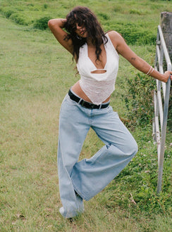 Ramos Low Rise Wide Leg Jeans Hellblaue Waschung Petite