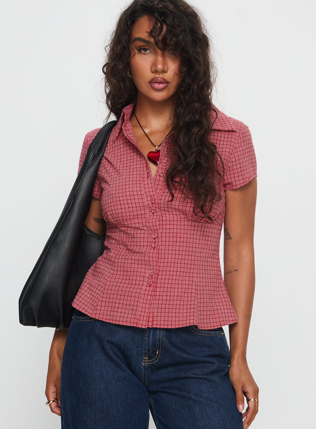 Cottesloe Blouse Top Red Check