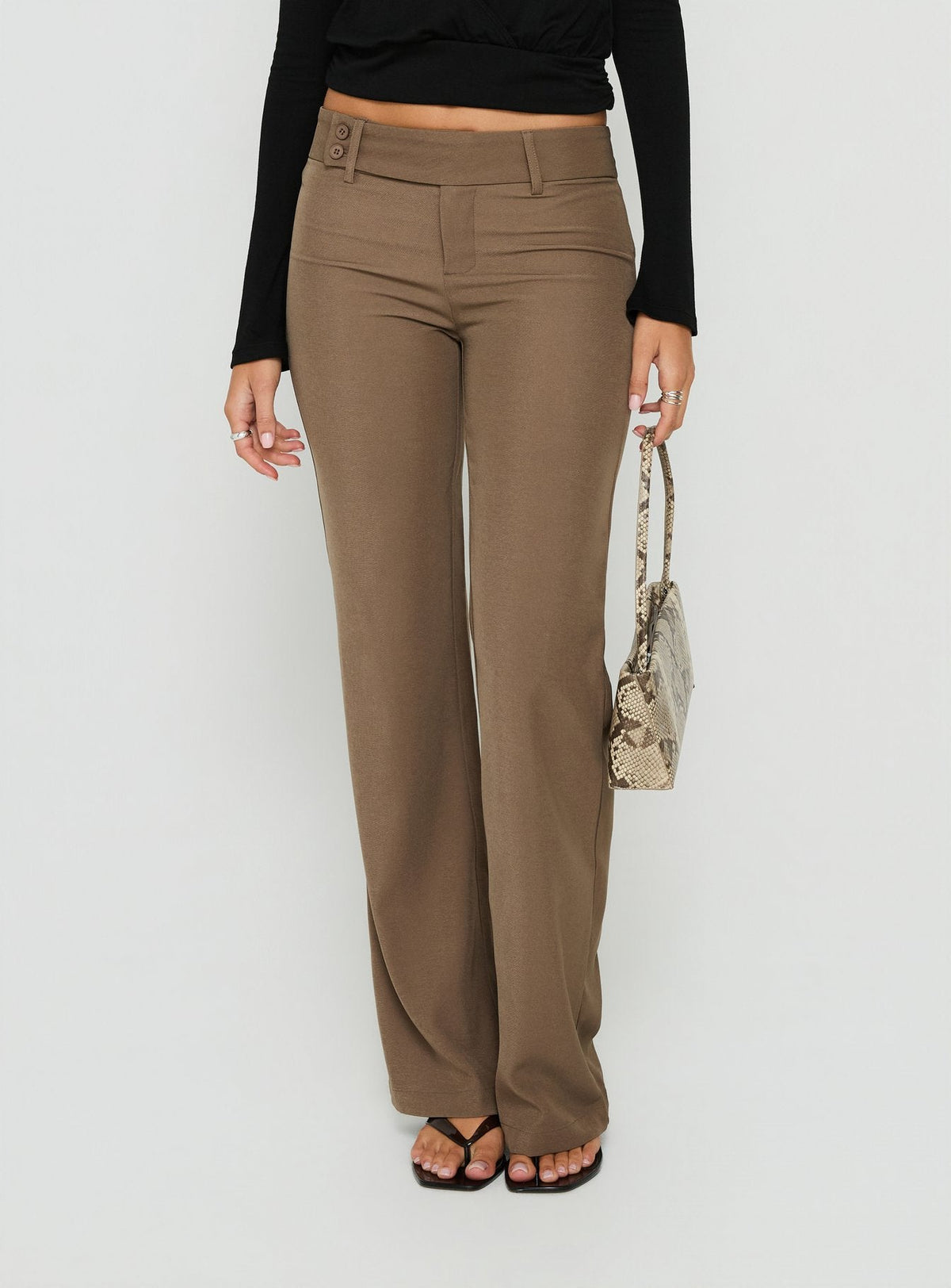 Jordanna Belted Straight Trousers Brown
