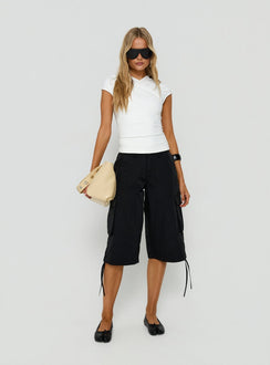 Hudsen Longline Nylon Cargo-Shorts Schwarz