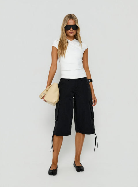 Hudsen Longline Nylon Cargo-Shorts Schwarz