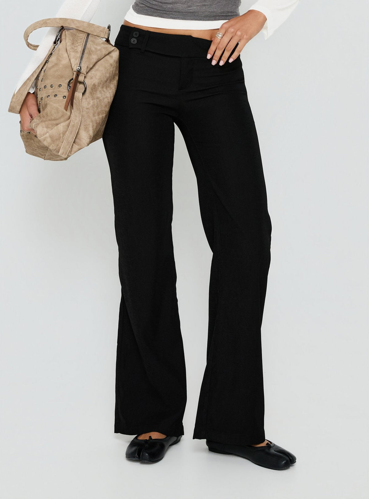 Jordanna Belted Straight Trousers Black