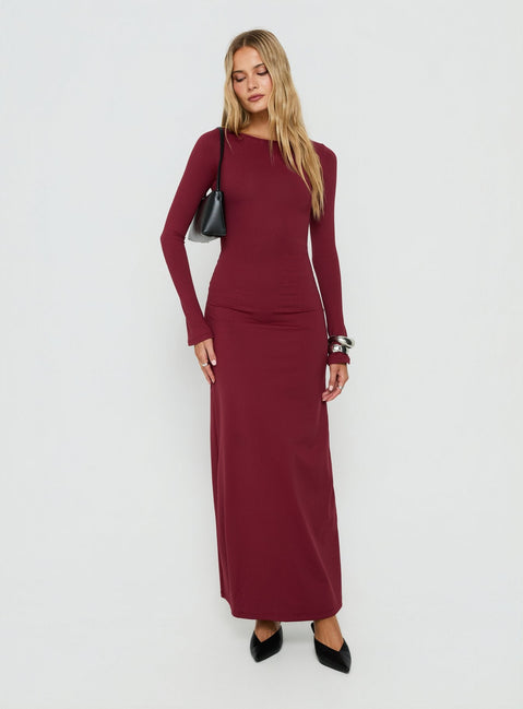 Henrieta Lace Up Maxi Dress Burgundy