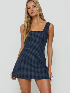 Dasha Minikleid Marineblau Kariert