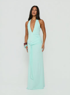 So Major Draped A-Line Maxi Dress Blue