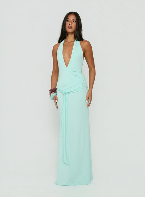 So Major Draped A-Line Maxi Dress Blue