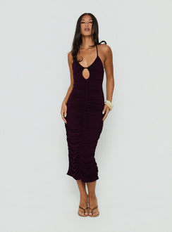 Gracie Halter Neck Midi Dress Plum