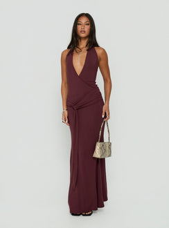 So Major Draped A-Linien Maxikleid Pflaume