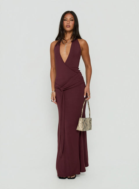 So Major Draped A-Linien Maxikleid Pflaume