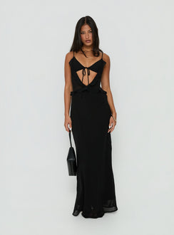 Isamia Frill Cutout Maxi Dress Black