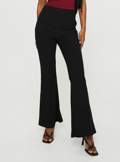 Front view of model wearing  front Princess Polly High Waisted Pants  Luner Pants Black