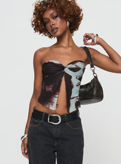 front view of model wearing Princess Polly Thalara Strapless Top Multi Sleeveless Sweetheart 