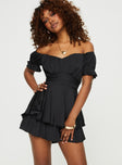 Poppins Off Shoulder Romper Black