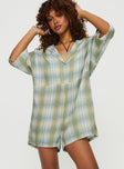 Caraliia Romper Green/Blue Check