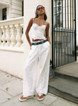 front view of model wearing Princess Polly Morland Pants White High Waisted Pants 